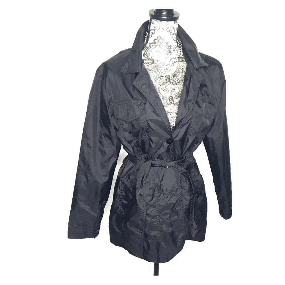 Black Windbreaker Trench Coat
